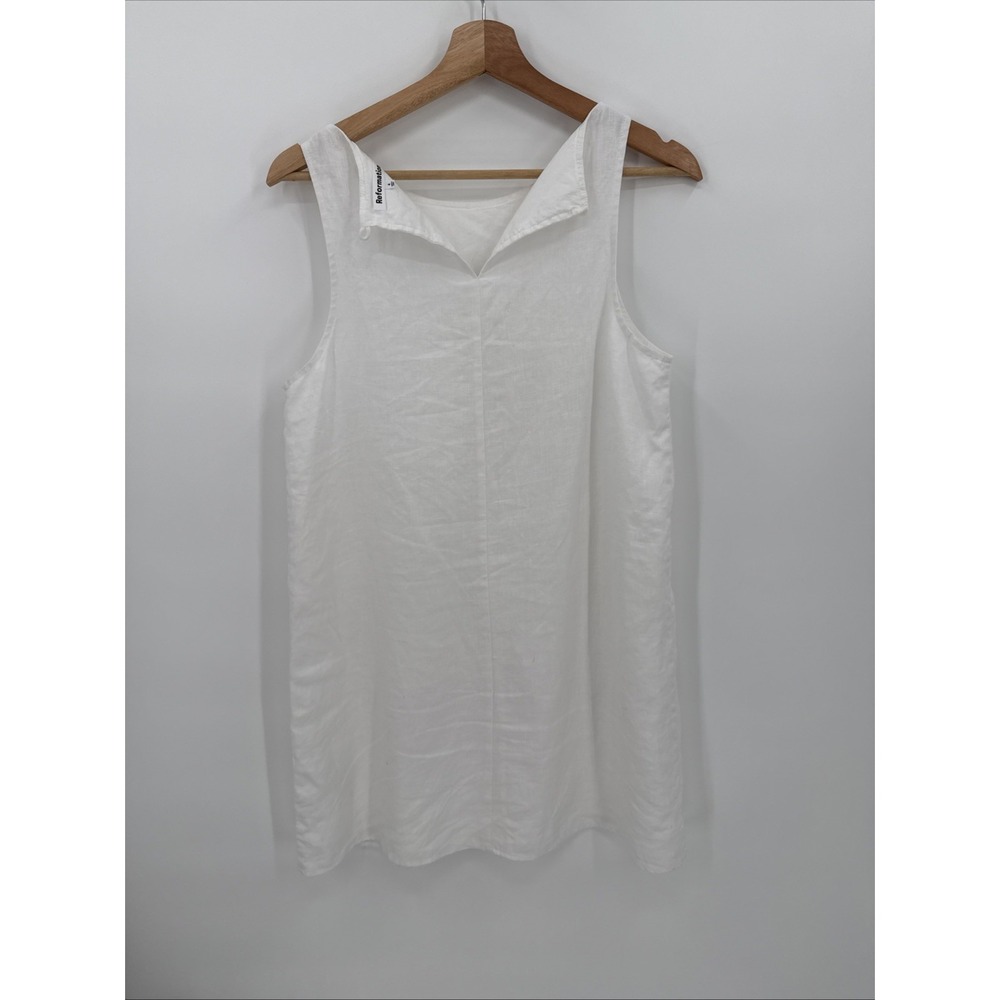 Reformation Womens Jessi White Linen Mini Shift Dress Size 4 Capsule Wardrobe - Picture 6 of 11